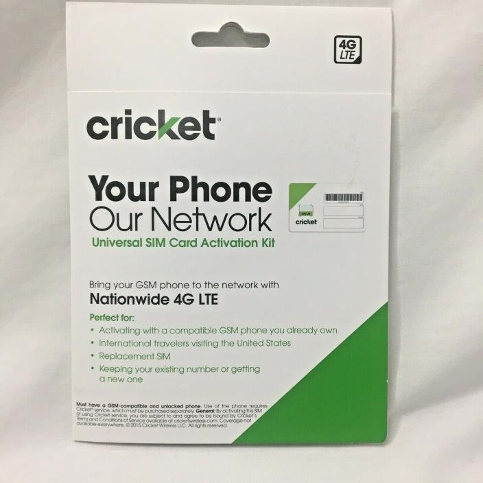 Cricket Wireless GSM Kit Nano & Standard Universal SIM Card bring your own phone