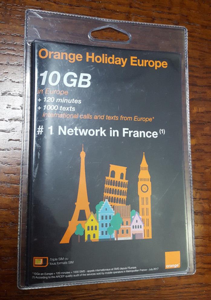 Orange Holiday Europe Tourist SIM roaming free 10 GB data+120 min talk US seller