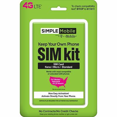 Simple Mobile Keep Your Own Phone 3-in-1 Prepaid SIM Kit