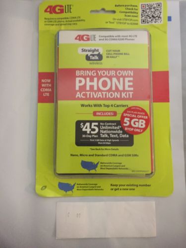 Straight Talk BYOP Kit for AT&T T-Mobile Verizon 4g LTE SIM Kit