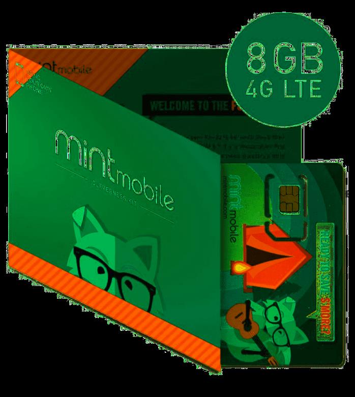 MINT MOBILE SIM KIT - 8 GB  + Unlimited Talk & Text for 3 Months