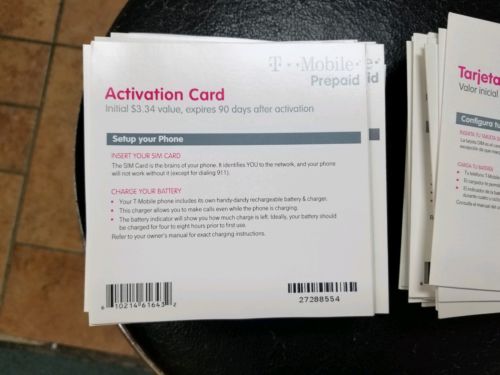 LOT 50X T-MOBILE PREPAID ACTIVATION CARDS WITH $3.34/EACH (NO SIMCARDS INCL.)