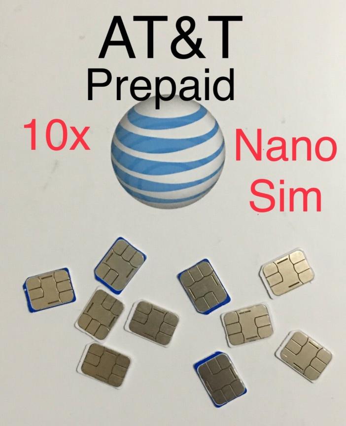 AT&T 4g ?? ??NANO SIM card ??GO Phone / Prepaid (10x lot)