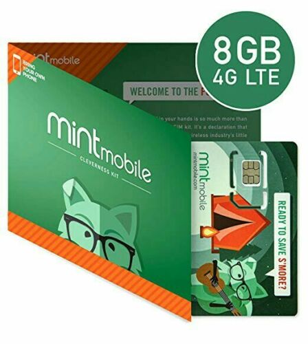 Mint mobile prepaid sim card 3 month, 8gb / month