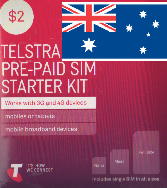 Telstra, Australian Trio SIM, prepaid starter kit. For using in AUSTRALIA.