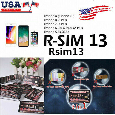 US RSIM 13+ 2018 R-SIM Nano Unlock Card Fr iPhone X/8/7/6/6s/5S/ 4G iOS 10 11 12