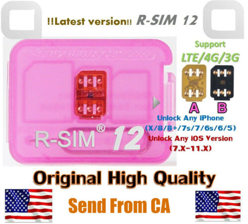 RSIM 12+ 2019 R-SIM Nano Unlock Card Fits iPhone X/8/7/6/6s/5S/ 4G iOS 12 11
