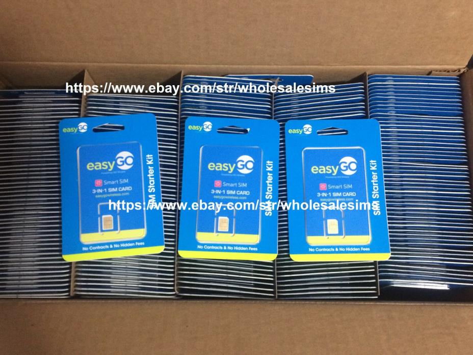 Lot of 50X easygo Sim Card Triple punched-New -for iphone, Samsung Galaxy Cheap