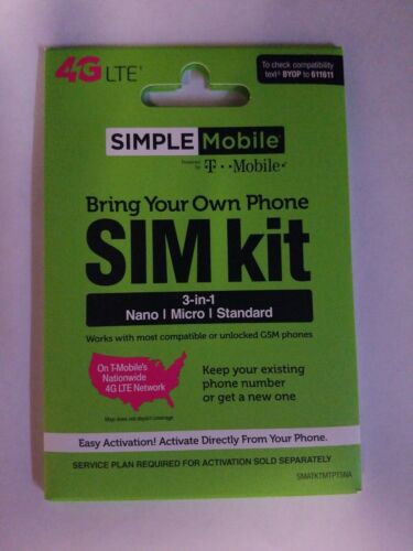 Simple Mobile BYOP 4g LTE SIM Kit