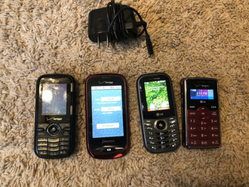 Lot Of 4 LG And Pantech Verizon Cell Phones Different Models