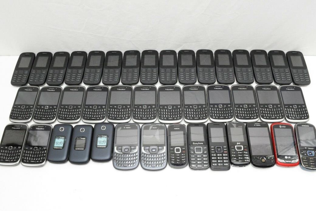 LOT OF 42 CELLPHONES ASSORTED BRANDS *UNTESTED* Nokia BlackBerry & More -#1614