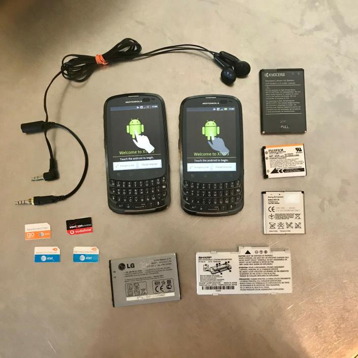Lot of 13 - Motorola XT603 Mobile Phones, Batteries, Sim Cards, Headphones, etc
