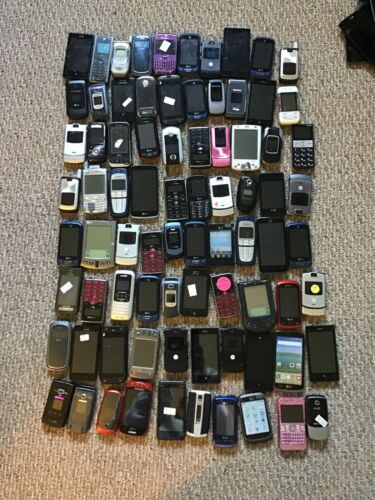 80 Cell Phone Scrap Lot Parts Repair Gold Android 16lbs Flip Smartphone Vintage