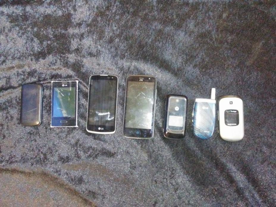 CELL PHONE LOT OF 7 MOBILE PHONES - SMARTPHONE, FLIP PHONE, LG, VERIZON, CDMA