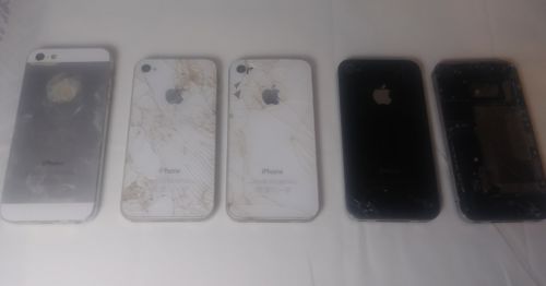 Lot of 5 Apple iPhones 3GS/4/5 Broken AS-IS For Parts Or Repair