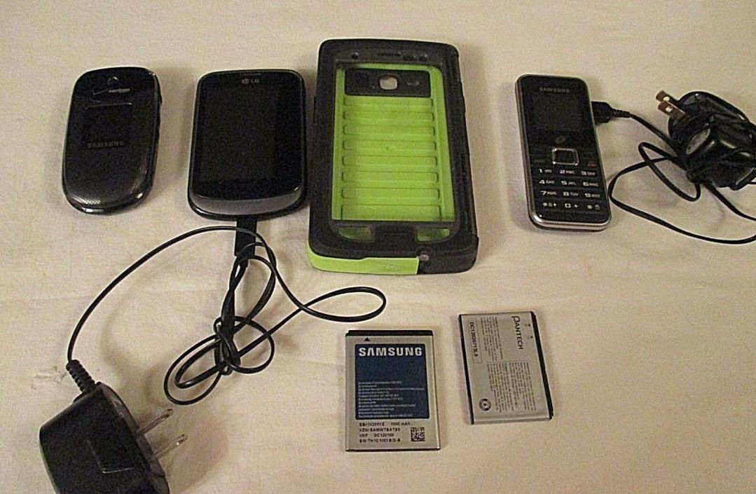 3) Cell Phones 2) SAMSUNG & 1) LG, Otterbox case 2 batteries, and 2 chargers