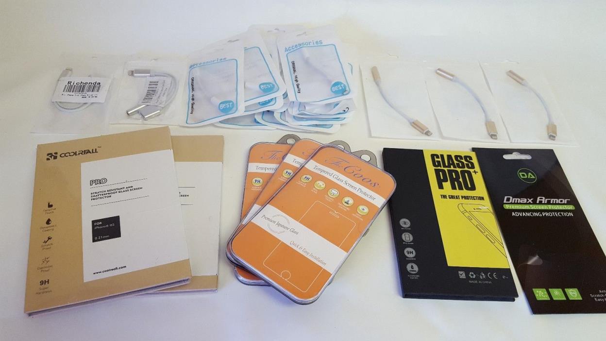 Wholesale Lot 33 Cell Phone Accessories for iPhone Audio Cable Screen Protectors