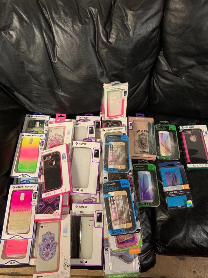 WHOLESALE LOT OF 38 CELL PHONE CASE COVERS/SCREEN GUARD IPHONE, SAMSUNG NEW