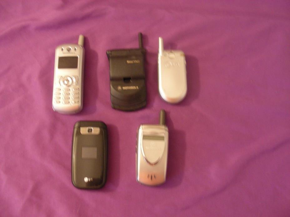lot of 5 cellphones (MOTOROLA, LG,) all work (chargers not included