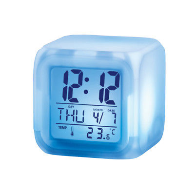 Color-changing Digital Alarm Clock, White, by Collections Etc