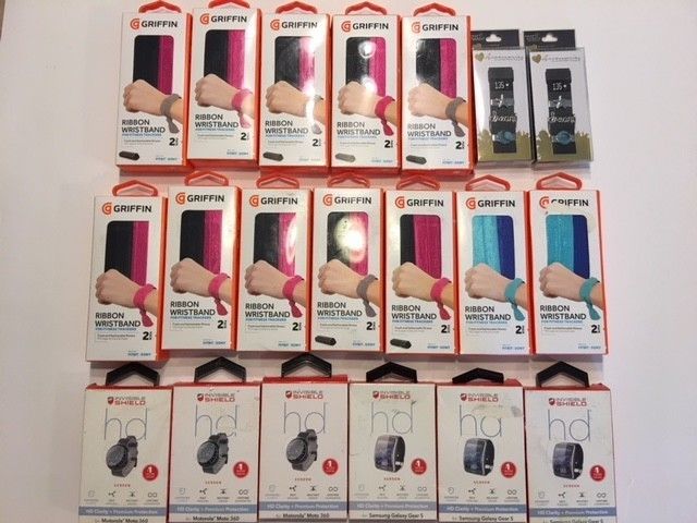 Lot of 20 items,Fitbit wristbands(12),Charms(2),Zagg Invisible Shields(6)