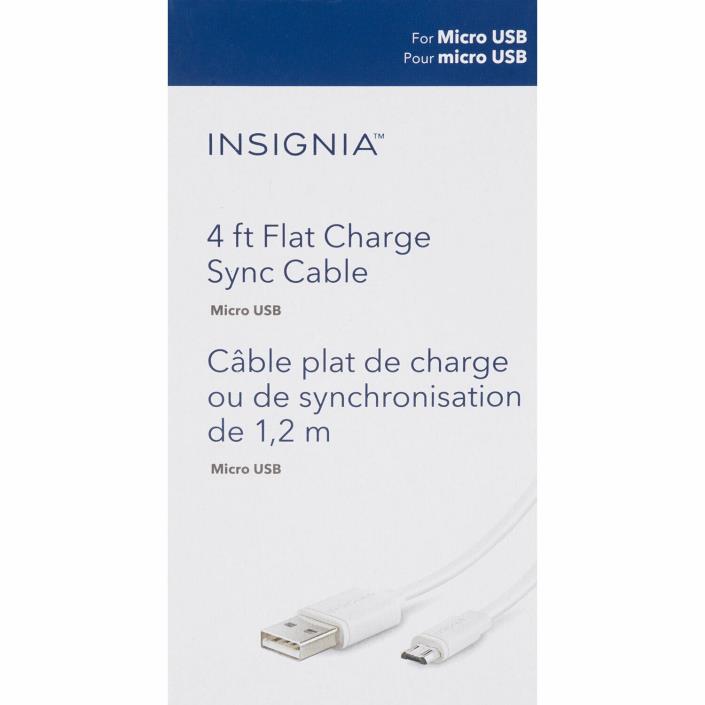 Insignia 1.2m (4 ft.) Flat USB 2.0 to Micro USB Cable - White #3496