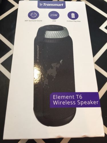 Black Tronsmart Element T6 Bluetooth Portable Speaker Wireless With Microphone