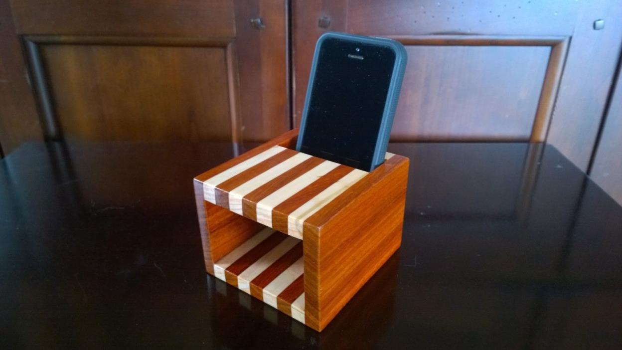 Handmade Exotic Wood Acoustic Soundbox, Cell Phone Amplifier, Speaker Box