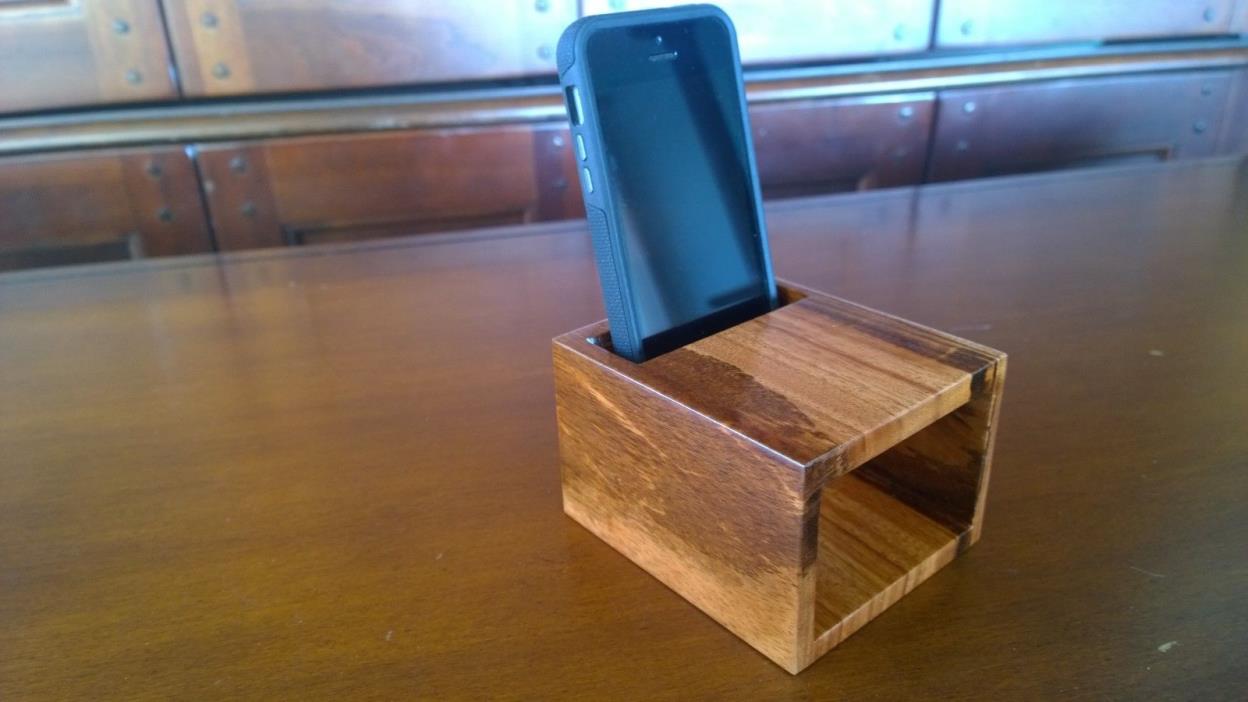 Handmade Exotic Tigerwood, Acoustic Soundbox, Cell Phone Amplifier, Speaker Box