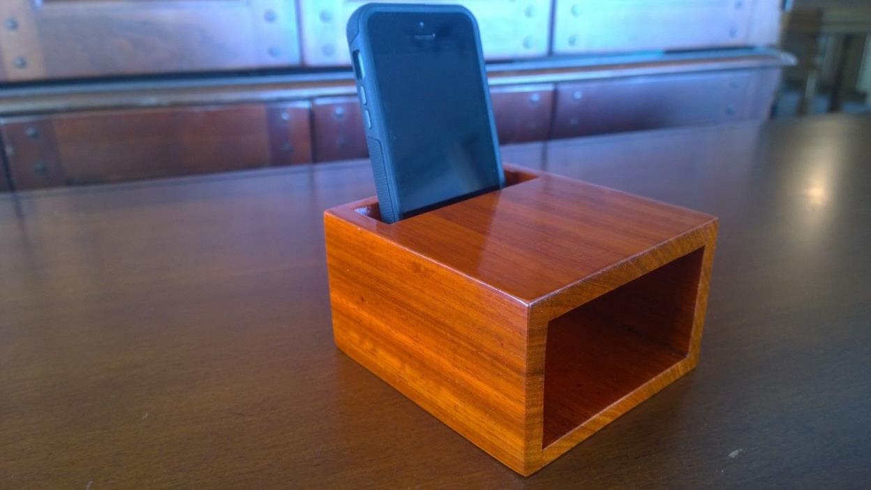 Handmade African Padauk, Acoustic Soundbox, Cell Phone Amplifier, Speaker Box