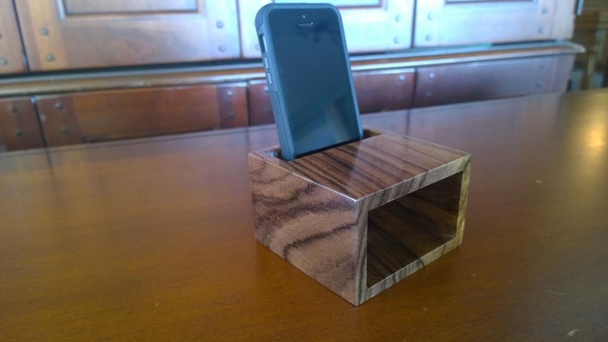 Handmade Exotic Rosewood, Acoustic Soundbox, Cell Phone Amplifier, Speaker Box