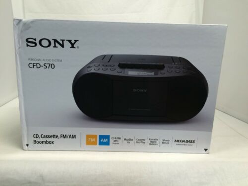 Sony CFD-S70BLK CD/Cassette Boombox Home Audio Radio, Black