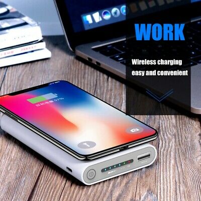 10000mAh Qi Wireless Charger Power Bank 2in1 USB Fast Charger for Smart Phone US
