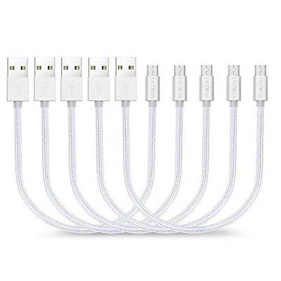 Short Micro USB Cable [5 Pack 8 inches], VOKOO Short Nylon Braided High Speed to
