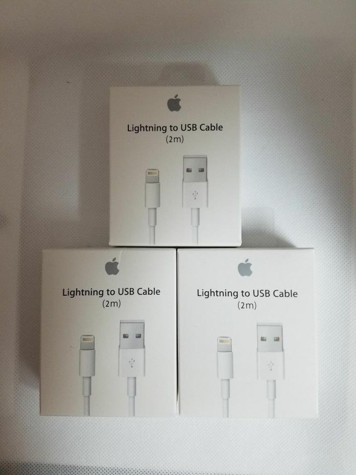 3-pack Original OEM Apple iPhone X 8 7 6S plus 5 Lightning USB Cable Charger 2M