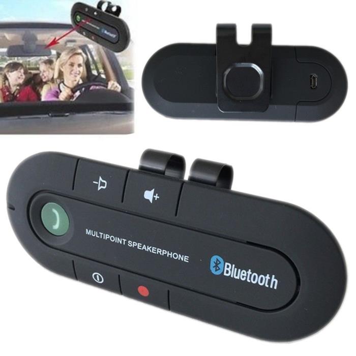 USA Seller Wireless Bluetooth Hands Free Car Kit  Speaker Phone Visor Clip