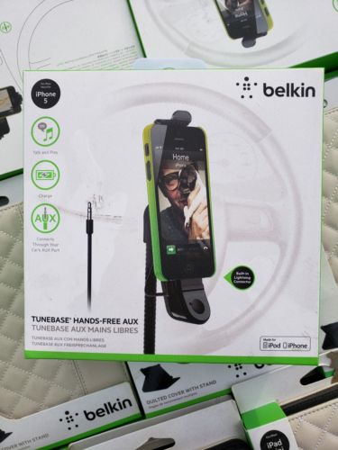 NEW Belkin TuneBase Hands-Free with Auxilary Cable for iPhone 5 and up.