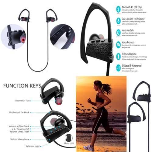 Bluetooth Earbuds Soundmad Wireless In Ear Headphones W Mic IPX 5 Sweatproof Run