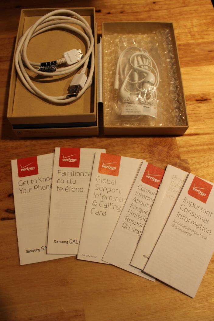 Samsung Galazy S5 Box and Manuels w/ Unopened Head Phones & USB cable - NO PHONE