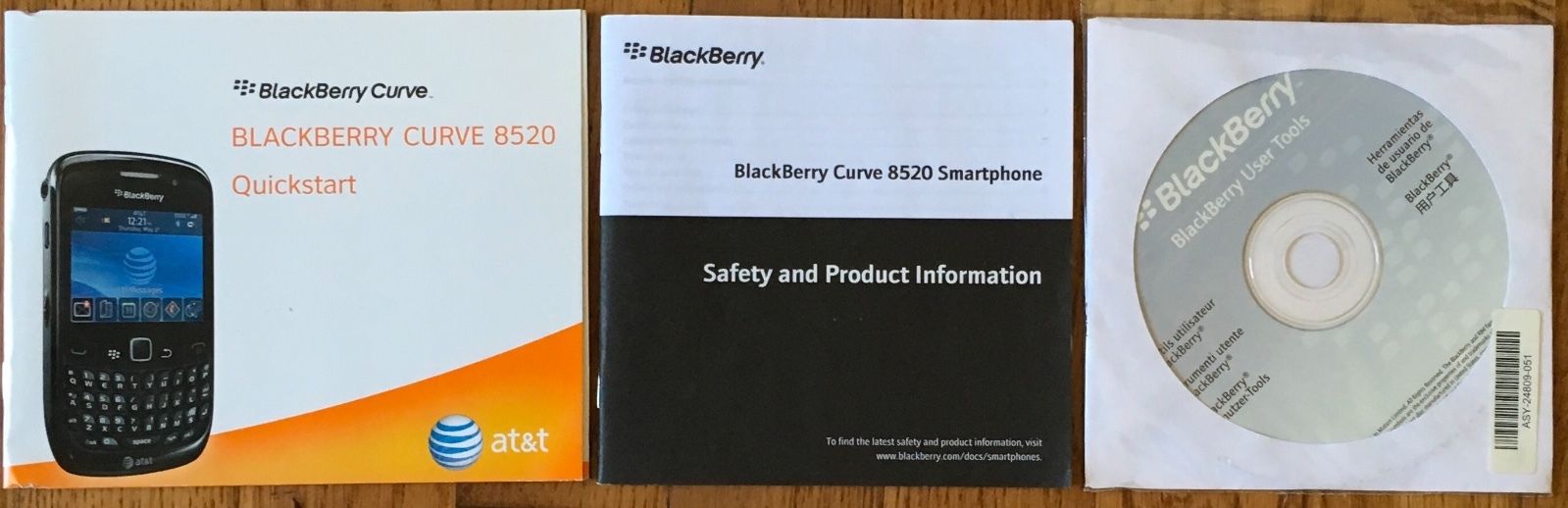 Blackberry Curve 8520 User Guide Quick Start Tools Software Disc Unopened