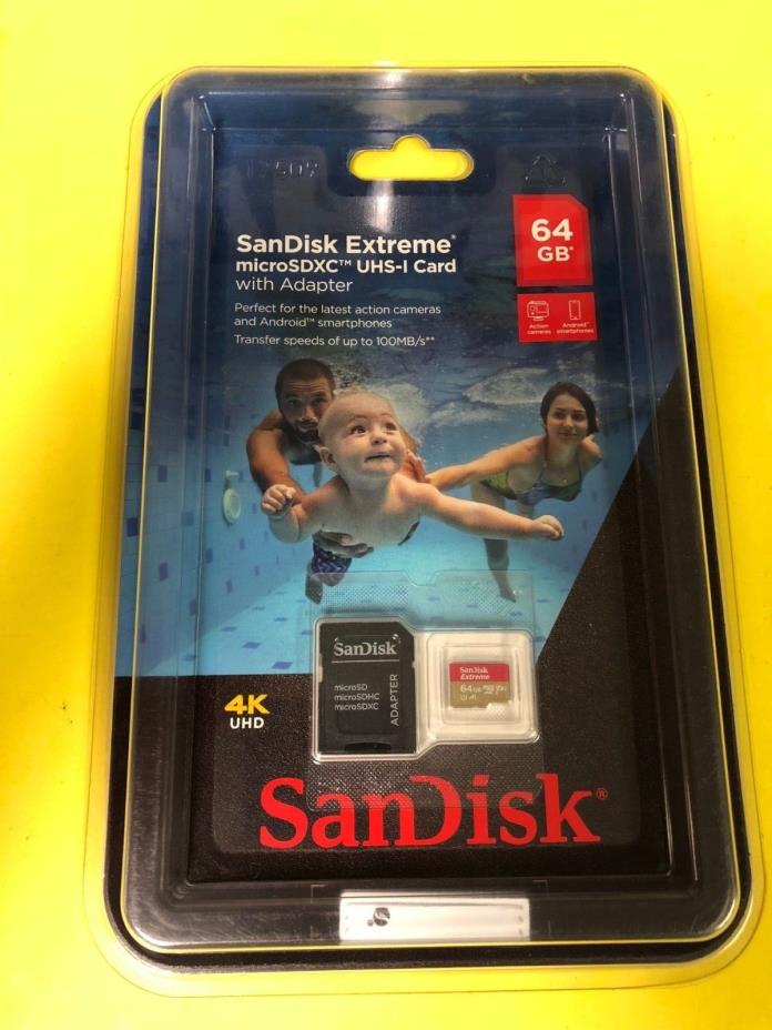 SanDisk Extreme 64gb microSDXC UHS-I Memory Card With Adapter 4k UHD - New
