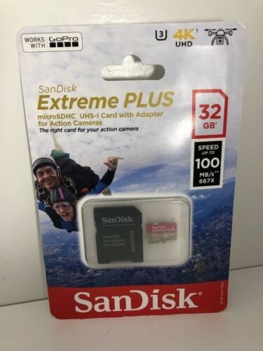SanDisk Extreme PLUS 32GB microSDHC UHS-I Memory Card with Adapter