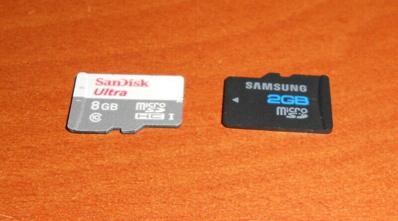 Lot of 2 Micro SD Cards Sandisk Ultra Samsung 2GB & 8GB  Super Fast Shipping