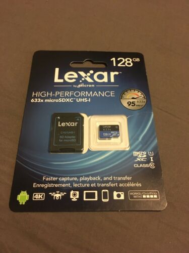 Lexar 128GB Micro SD SDXC TF Memory Card Class 10 633X 95MB/s HD 4K + SD Adapter