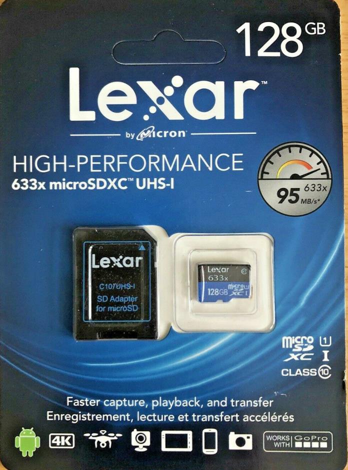 Lexar 128GB High Performance 633x microSDXC UHS-I Memory Card Works with GO PRO