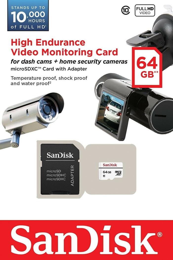 SanDisk High Endurance Video Monitoring Card with Adapter 64GB