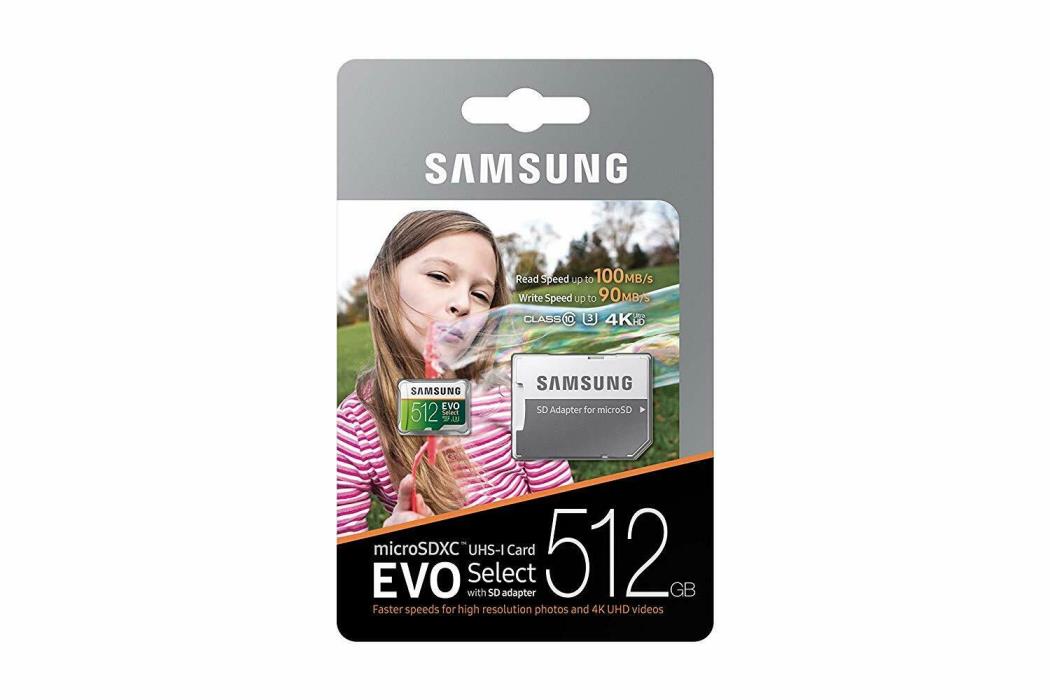 Samsung 512GB 100MB/s (U3) MicroSD Evo Select Memory Card with Adapter