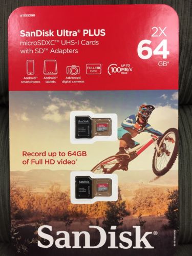 Sandisk Ultra micro SDXC Micro SD UHS-1 TF Memory Card 64GB 64G (2 Pack 64GB)