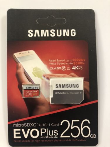 New Samsung 256gb micro SD Class 10 card W/ Adapter