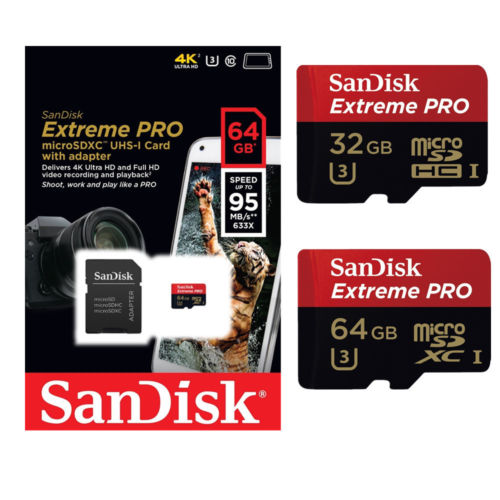 SanDisk Extreme Pro 32GB 64GB Micro SD SDXC Class 10 UHS-I 95MB/S 4K U3 SD Card